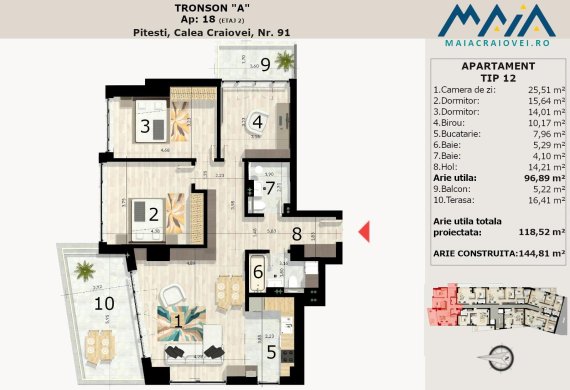 Apartament 3 Camere - T12