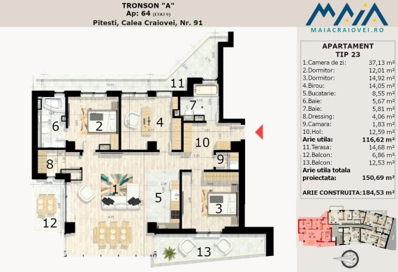 Apartament 3 Camere - T23