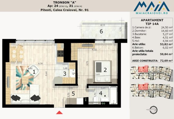 Apartament 2 Camere - T14A